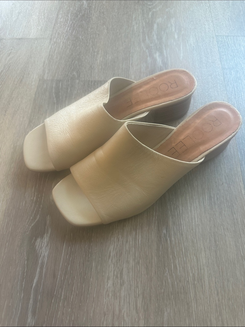 Roolee Beige Open-Toe Leather Mule